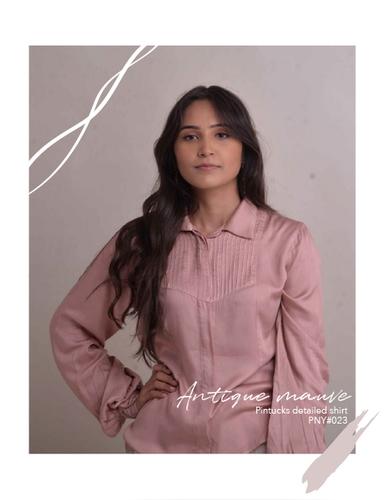 Antique manve pintucks detailed shirt