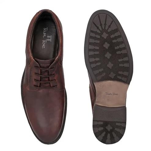 Men Brown Leather Semi Formal
