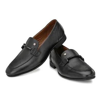 Men Black Leather Formal Slip On