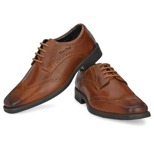 Men Tan Leather Brogue Semi Formal