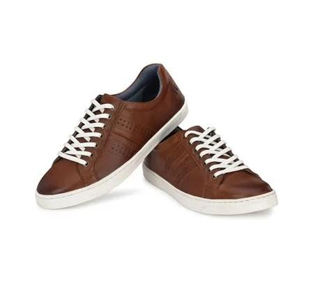 Men Tan Leather Sneakers