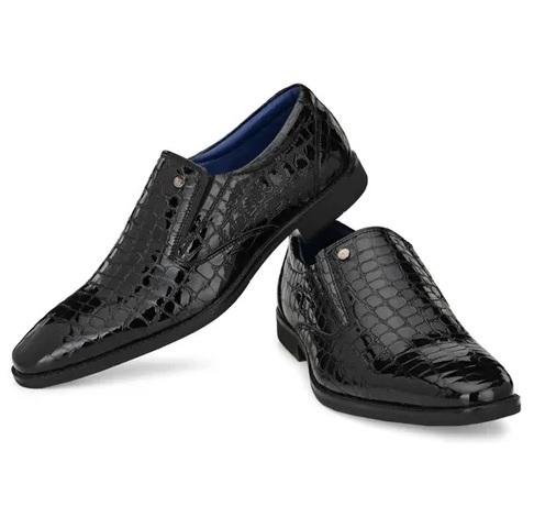 Men Black Leather Formal Slip On