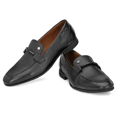 Men Black Milled Leather Slip On