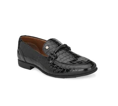 Men Black Leather Formal Slip On