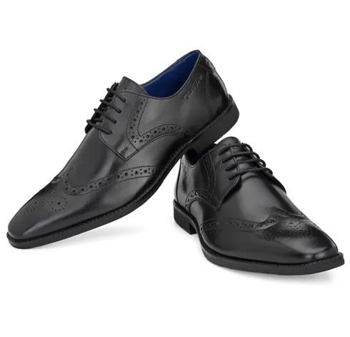 Men Black Leather Formal Brogues