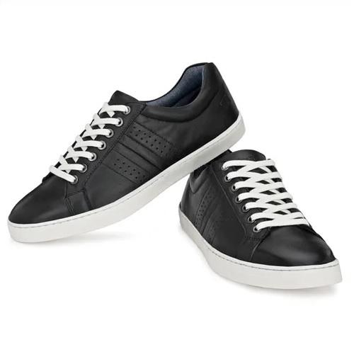 Men Black Leather Sneakers