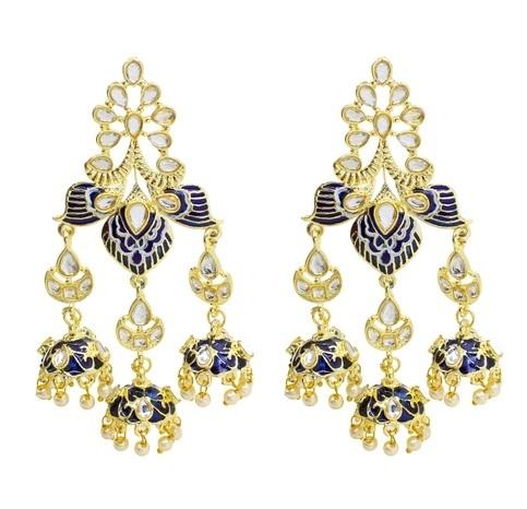 Traditional Party Wear Kundan Minakari Earring For Girls & Women