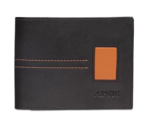 Men Black Solid Two Fold Wallet