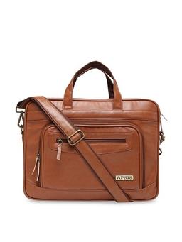 Apsis Unisex Tan Brown Solid Laptop Bag
