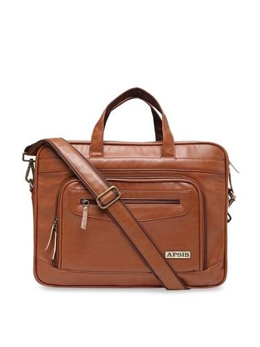 Apsis Unisex Tan Brown Solid Laptop Bag