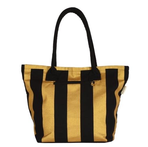 Gold & Black Stripe - Zipper Tote Bag