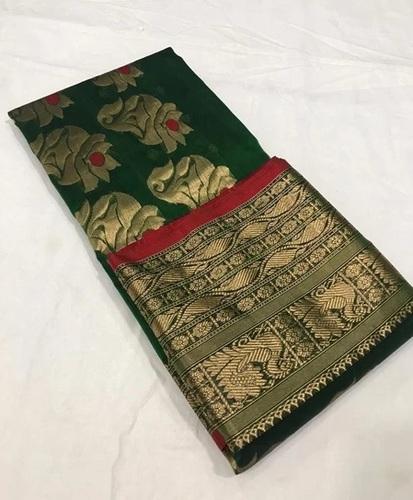 Dark Green Pure Katan Chanderi Silk Saree