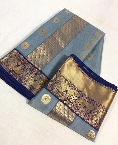 Pure Katan Silk Chanderi Saree with Peacock Motif