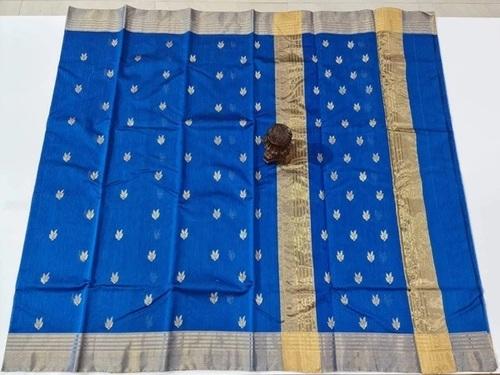 Chanderi Cotton Silk Saree Ink Blue