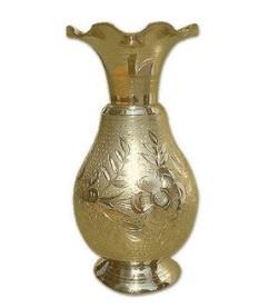 Carved Flower Brass Vase