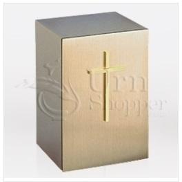 Cross Bronze Metal Keepsake Cremation Urn