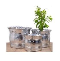 Silver Hammered Planter 