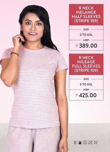 R Neck Melange Half Sleeves (Stripe 109)