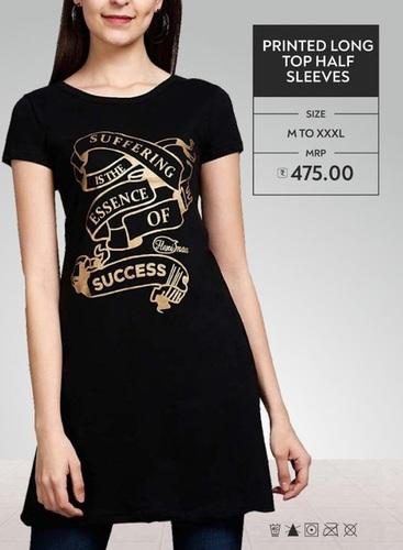 Printed Long Top Half Sleeves