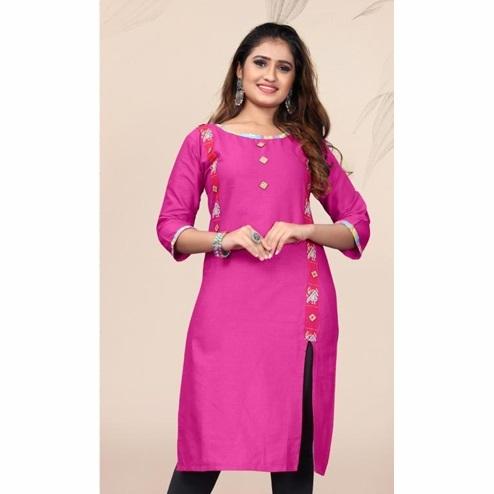 Flex Cotton Pink Kurti