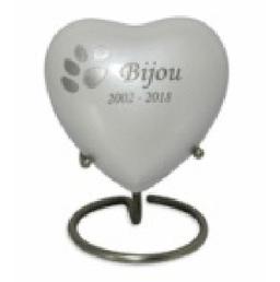 Heart Pearl / Pewter Odyssey Keepsake Paw Print Pet Cremation Urn			