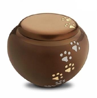 Bronze Round Paw Print Large Pet Cremation Urn