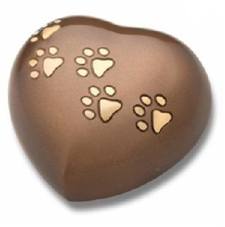 Bronze Heart Paw Print Large Pet Cremation Urn