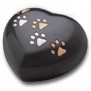 Midnight Heart Paw Print Large Pet Cremation Urn	
