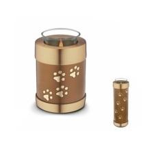 Bronze Paw Prints Tealight Candle Pet Cremation Urn		