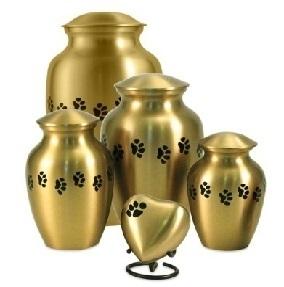 Large Paw Prints Classic Brass Pet Cremation Urn - Engravable		