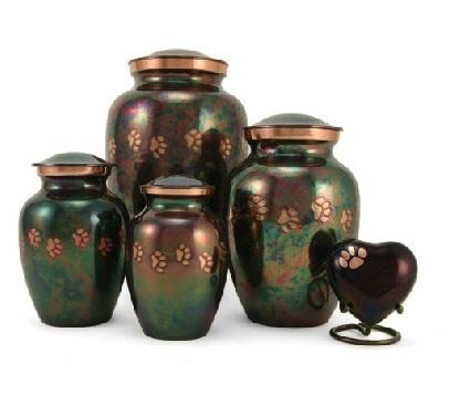 Large Paw Prints Classic Raku Pet Cremation Urn - Engravable