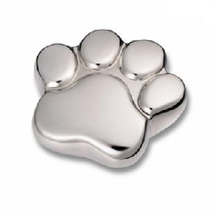 Shiny Silver Paw Keepsake Cremation Urn		