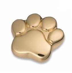 Shiny Brass Paw Keepsake Cremation Urn		