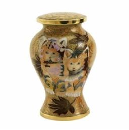 Kitty Brown Cloisonne Pet Cremation Urn		