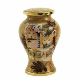 Kitty Brown Cloisonne Pet Cremation Urn		