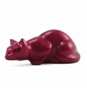 Magenta Pouncing Cat Cremation Urn		
