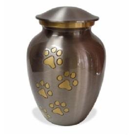 Blemished Classic Pewter Paw Print Small Pet Cremation Urn