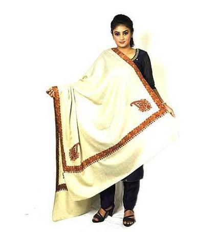 100x200cm Daur With 4 Side Kunj Embroidered Wool Shawl