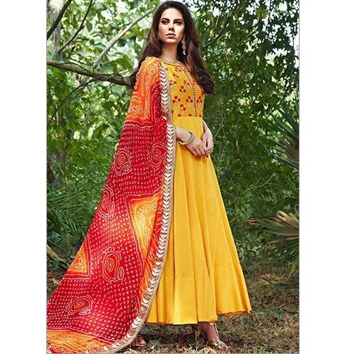 Leezle Yellow Color Anarkali Suit
