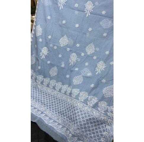 Lucknowi Chikankari Kota Doriya Saree Without Blouse
