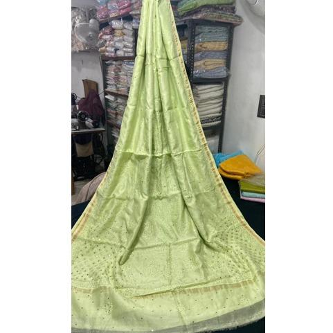Lucknowi Chikankari Chanderi Silk Saree With Blouse