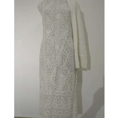 Lucknowi Chikankari Unstiched Suits Pure Georgette With Dupatta