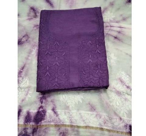 Lucknowi Chikankari Unstiched Suits Chanderi With Dupatta