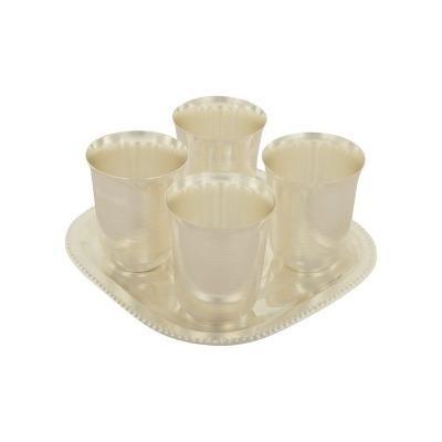 Arya Silver Plated 4 Glass with Tray 