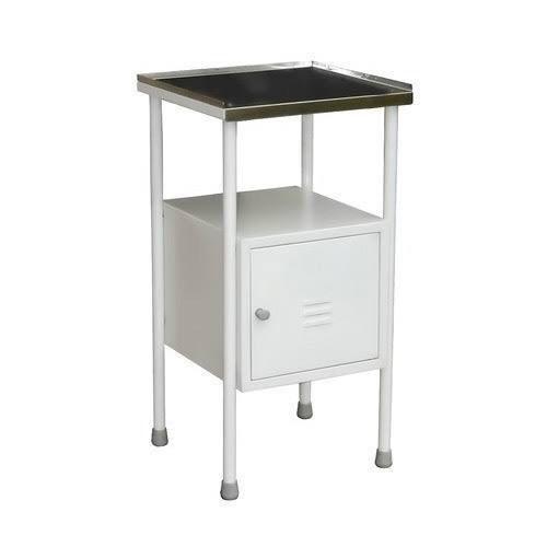 White Stainless Steel Top Bedside Locker