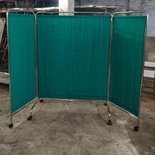 Green Bedside Hospital Folding Screen, Epoxy Powder Coated