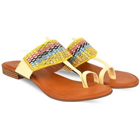 Ladies Casual Kolhapuri Slippers DFV-2224 yellow