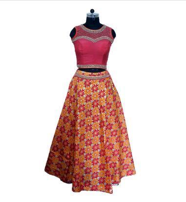Designer Crop Top With Skirt