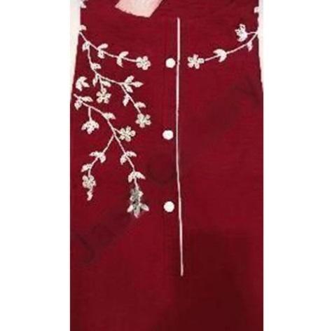 Ladies Round Neck Maroon Kurti