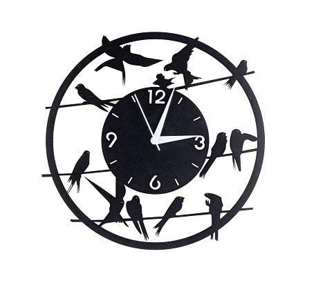 Birds on Wire Metal Wall Clock